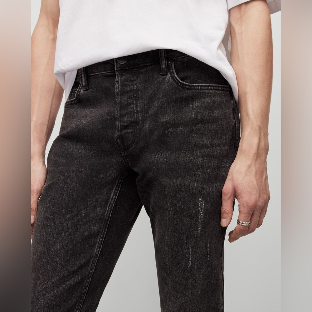 NEW Allsaints Rex Slim Fit Jeans 32 x 30 Washed Black with Tags